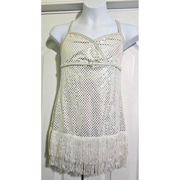 Curtain Call Shim-Sham Dance Costume White Sequin Flapper Dress w/ Bloomers CME - Picture 1 of 10
